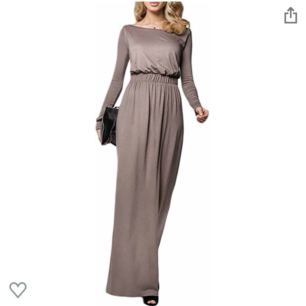 Beige 3/4 sleeve maxi dress (casual)